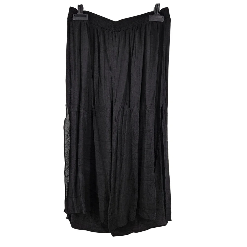 Torrid Black Wide Leg Side Slit Pants Plus Size 4x‎ Summer Vacation Flowy Resort